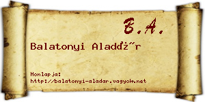 Balatonyi Aladár névjegykártya